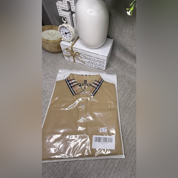 Fashion Brand Other - NWT Fashion Brand Company Beige Polo Shirt with Plaid Collar